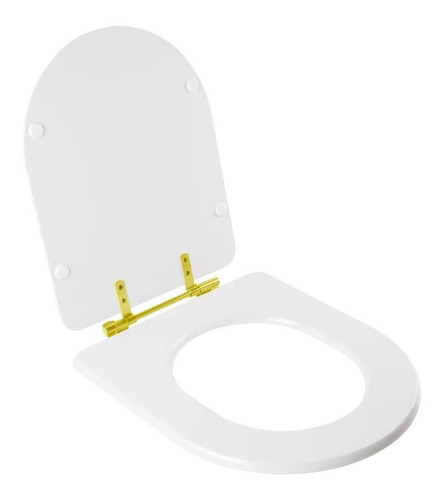 Assento Sanitário Duna Para Deca Com Ferragem Dourada Gold Cor Branco