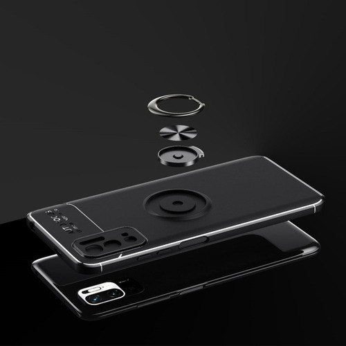Funda Metal Ring Xiaomi Poco M3 Pro/redmi Note 10 5g + Mica Color Negro-rojo