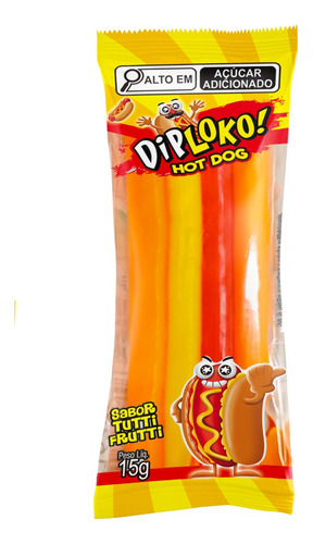 Danilla Bala de gelatina diploko hot dog sabor tutti frutti com 24 unidades