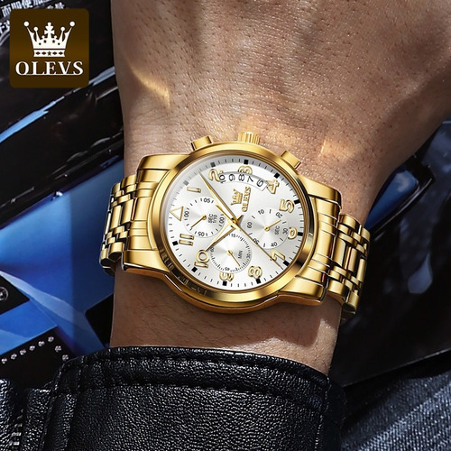 Olevs 2879 Reloj De Cuarzo Cronógrafo De Lujo Para Hombre Color Del Fondo Blanco