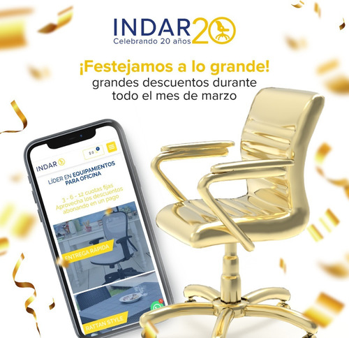 Imagen 2 de 8 de Sillón Oficina Escritorio Indar S7 Cromado Tapizado