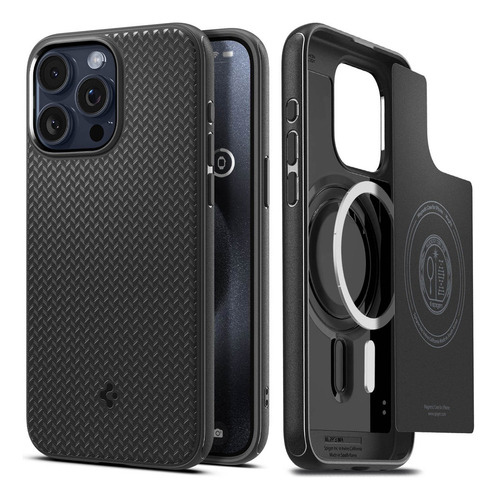 Capa Spigen Mag Armor Magsafe para iPhone 15 Pro Max texturizada em cor preta