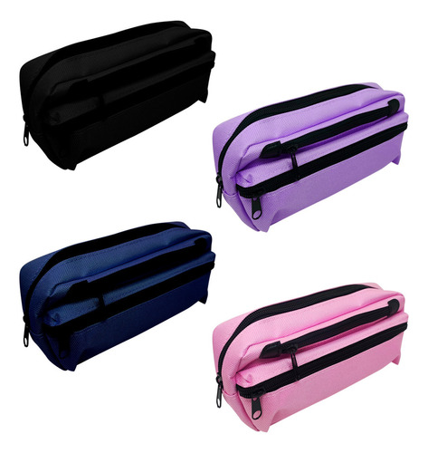 Pack 12 Estuche Liso Triple 20x7,5x8,5cm Escolar Colegio