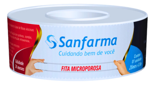 Fita Microporosa Micropore Sanfarma Branco 25mm X 4,5m 6 Un