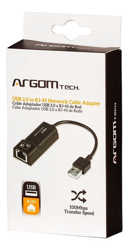 Argom Cable Adaptador Usb 2.0 A Rj45 100mbps 15cm