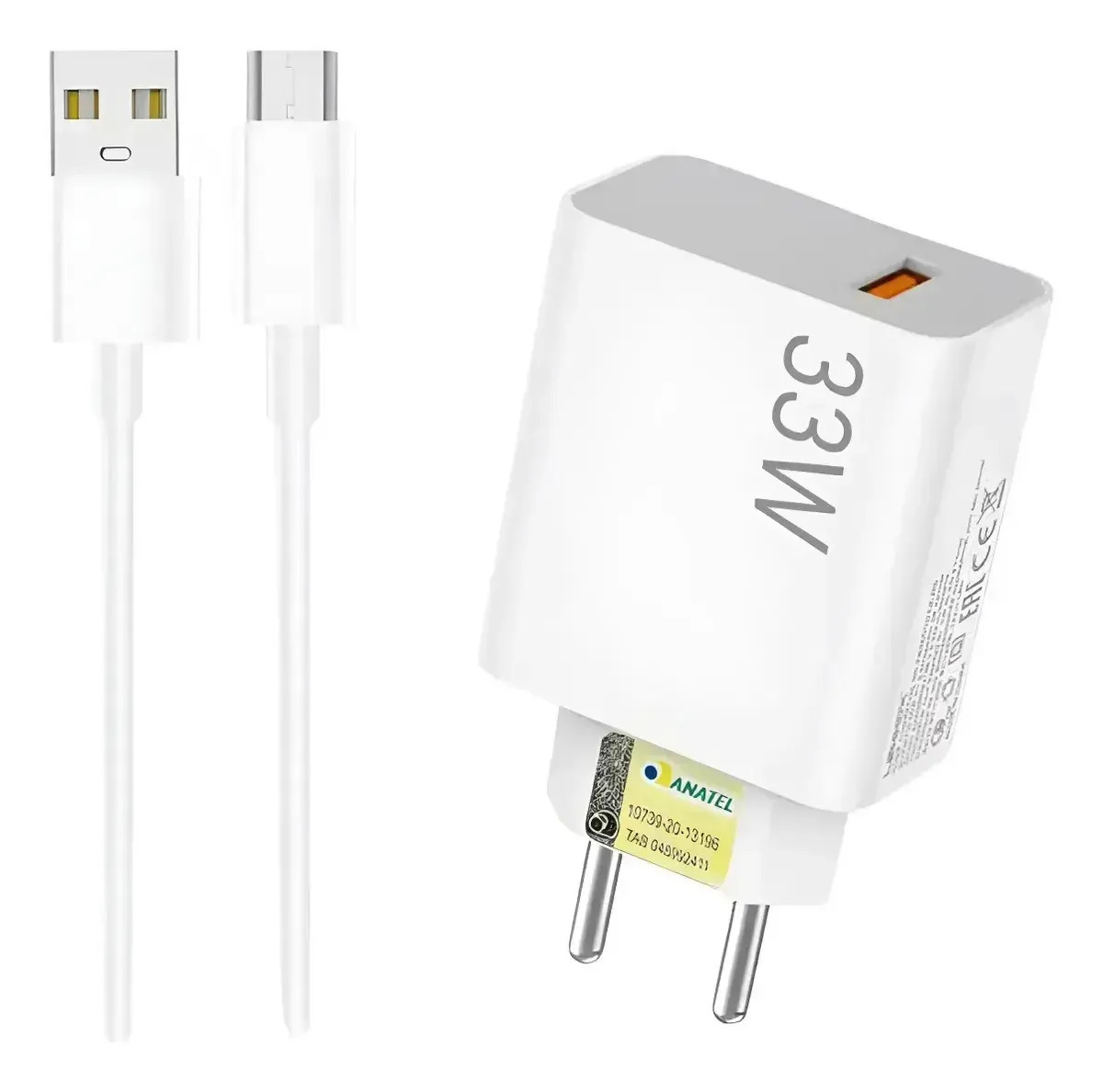 Carregador Cabo + Fonte Para Xiaomi Turbo Tipo C 33w 5g Branco