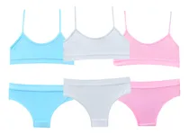 Comprar Kit 3 Conjuntos Sutiã Top Calcinha Infantil Juvenil Algodão