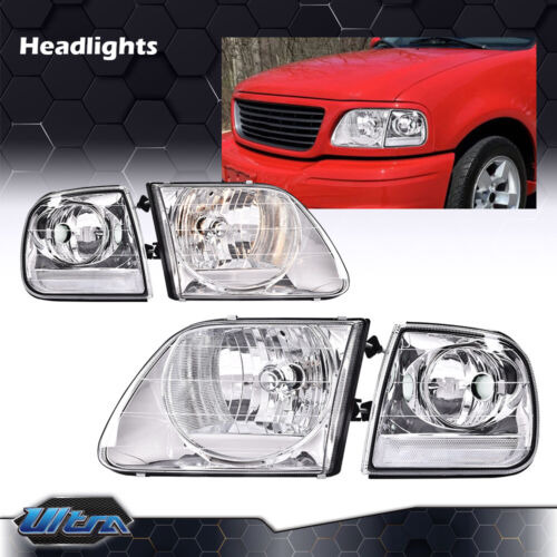 Clear Chrome Headlights & Corner Lights Fit For 1997-200 Oab