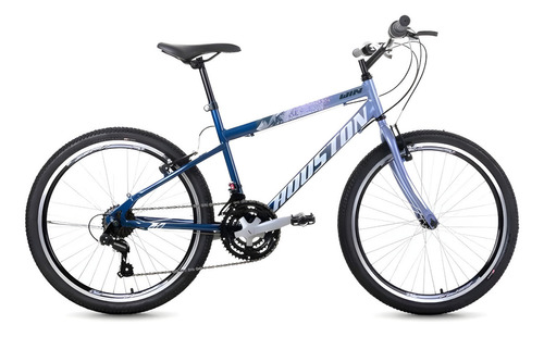 Bicicleta De Passeio Houston Aro 24 Win Reforçado 21v Cor Cinza Metálico/Azul Escuro