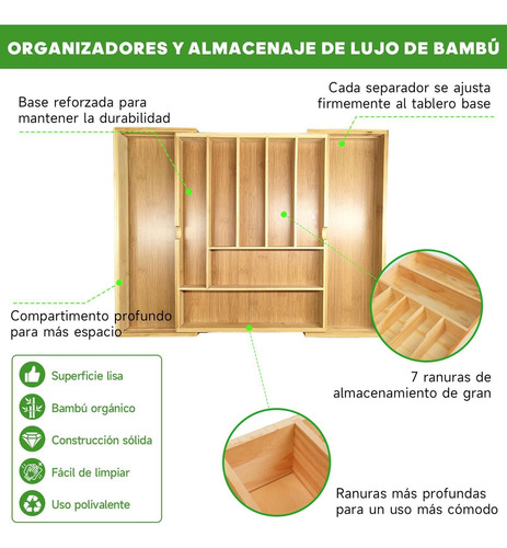 K Bamboo Cubertero, Ampliable Cubertero De9