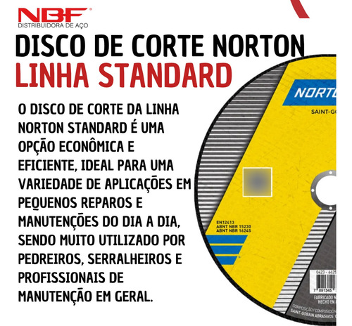 Disco De Corte Fino 7x1/16x7/8 Norton Standard - Kit Com 05