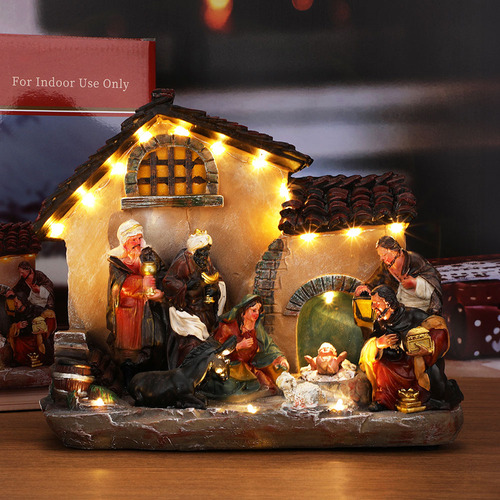 Pesebre Nacimientos Resina Para Navidad Con Luz Led