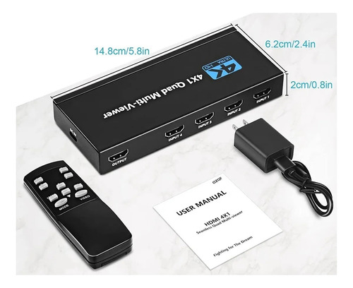 V 4k Hdmi Quad Multi-visor 4x1 Hdmi Segmentación De Pantalla