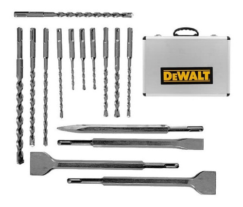 Set De 15 Brocas Y Cinceles Dewalt Maletin Metalico Incluido