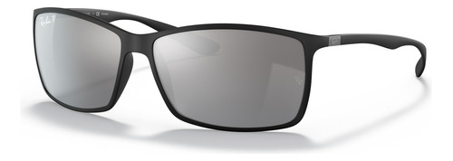 Óculos de sol polarizados Ray-Ban RB4179 Standard armação de liteforce cor matte black, lente silver de policarbonato espelhada, haste matte black de liteforce