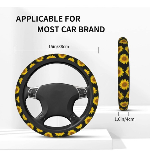 Girasoles En Una Funda Blanca Para Volante Universal De 15 Y