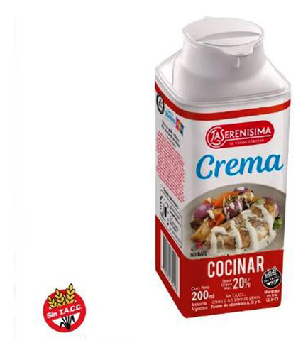 Crema De Leche La Serenisima Para Cocinar Sin Tacc 200ml