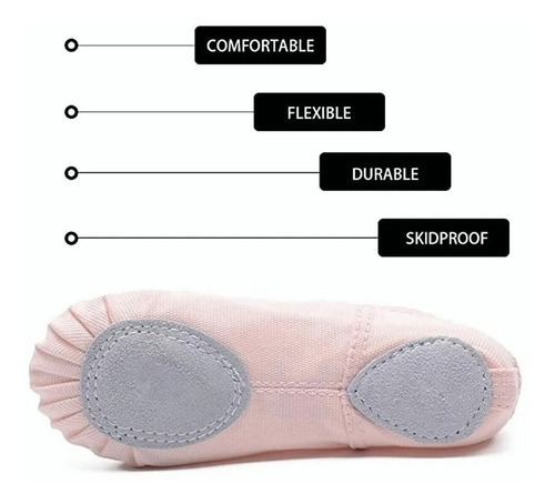 Imagen 3 de 4 de Zapatillas Media Punta Lona Y Gamuza Ballet Niña,yoga