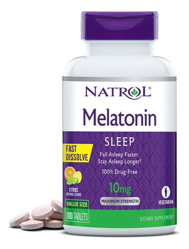 Melatonina 10mg Natrol 100 Tabletas Disolución Rápida 