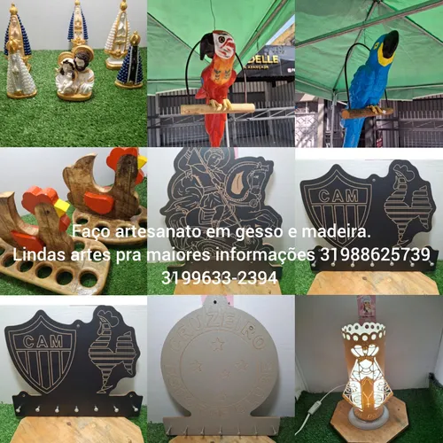 Nossa Senhora Aparecida E Araras,feito Em Gesso E Madeira.