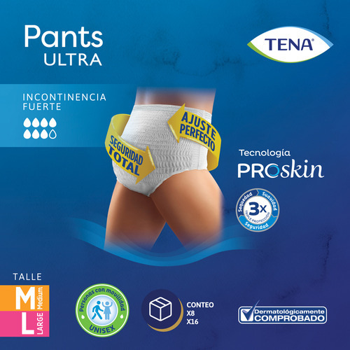 Combo Pañales Tena Pants Ultra Medium X8 Pqts