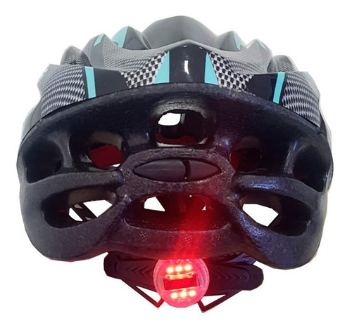 Capacete Com Sinalizador Led Ciclismo Bike Azul Tifany Gts