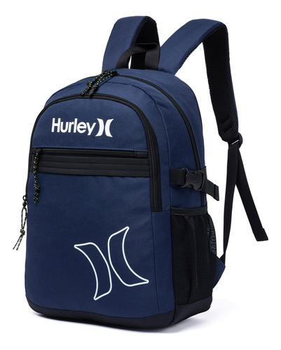 Mochila Hurley Casual Masculina 18l Reforçada Notebook Cor Azul-escuro Desenho Do Tecido Lisa
