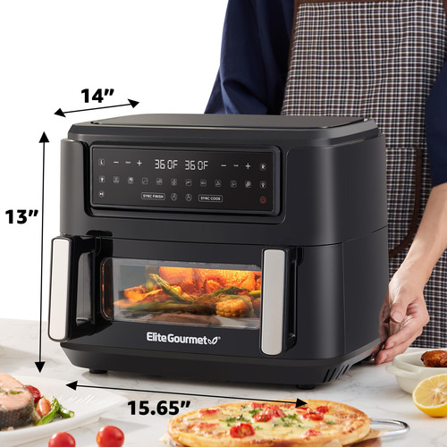 Freidora Elite Gourmet Eaf1055d, 11 Litros, Doble Zona, 1600