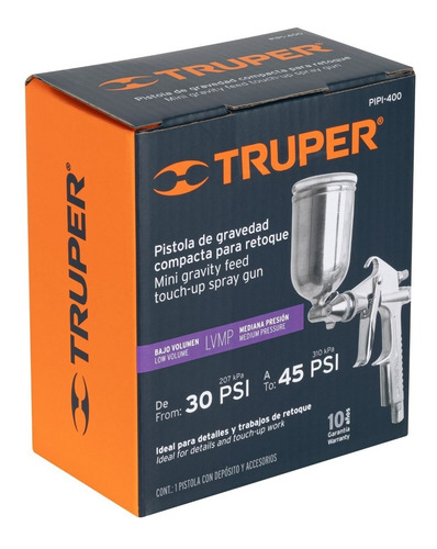 Imagen 3 de 6 de Pistola Compacta, Retoque Lvmp Vaso Alum, 0.5 Mm, Truper