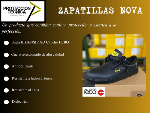 Calzado Zapato Zapatilla Nova Full Black Febo Protec
