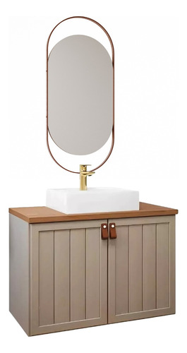 Gabinete Para Banheiro Com Cuba Alure 80cm C/ Espelho Lumini