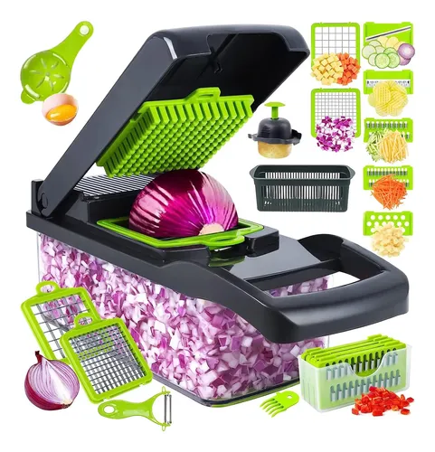 Cortador Alimentos Ralador para Cozinha 16 em 1 Fatiador Verde — R$ 38,90 em Mercado Livre, 40% OFF