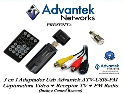Imagen 2 de 2 de Tarjeta Advantek Tv Tuner Radio Fm Capturadora Usb C/control