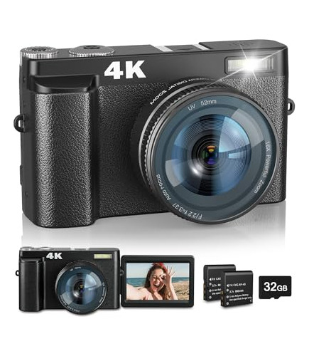 Cámara Digital Dsoekeu 4k Flash Amp; Selfie, Cámara 36rgd