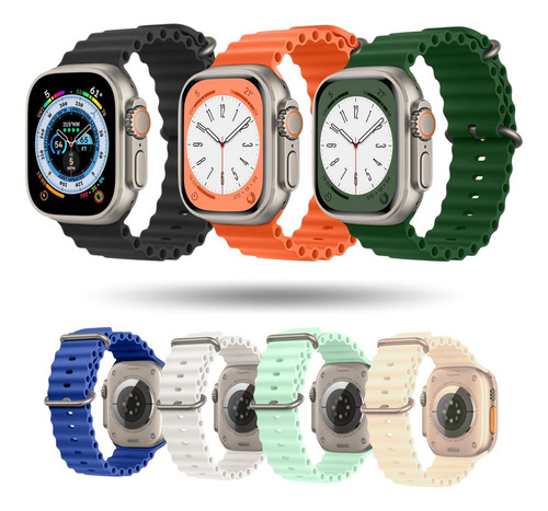 Pulseira Oceano Para Apple Watch Ultra 49mm Cor Meianoite