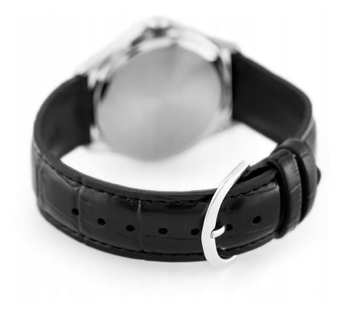 Reloj Casio Mtp 1183e Piel Negro Fechador Carátula Barras