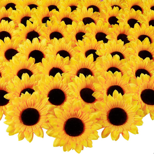 60 Piezas De Flores Artificiales De Girasoles De 3.9 Pu...