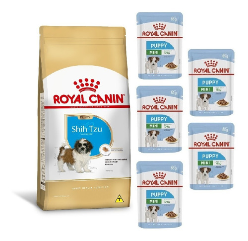 Kit Ração Shih Tzu Puppy 1kg E 5 Sachês Mini 85g Royal Canin