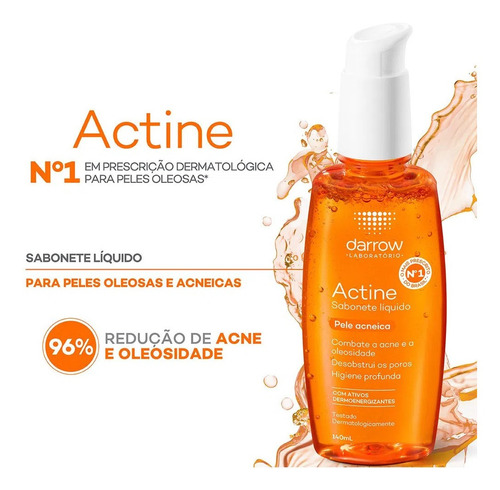 Actine Darrow Sabonete Liquido Antiacne 140ml Hipoalergênico