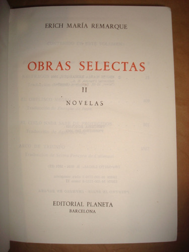 Erich María Remarque Tomo Ii Obras Selectas (c16)
