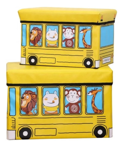 Baúl Bus Escolar Caja Organizadora Plegable Para Niños 