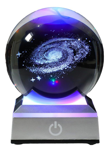 Bola De Cristal En Forma De Galaxia 3d Con Base Led Colorida