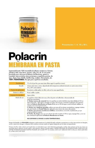 Imagen 4 de 9 de Polacrin Membrana En Pasta Techos 10 Lt Impermeable Ogus