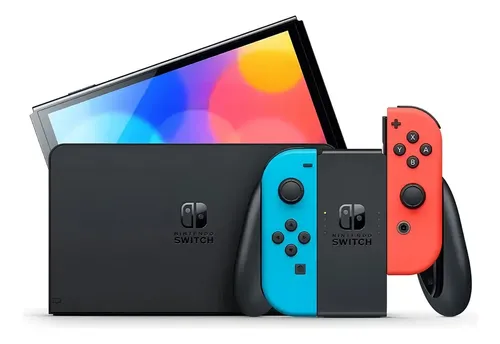 Nintendo Switch Oled 64gb - Controle Azul E Vermelho Neon