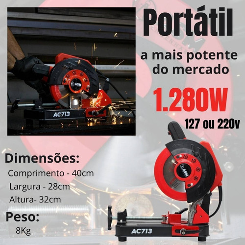 Policorte Asm Ultra Ac713 Portátil Serra Elétrica De Bancada