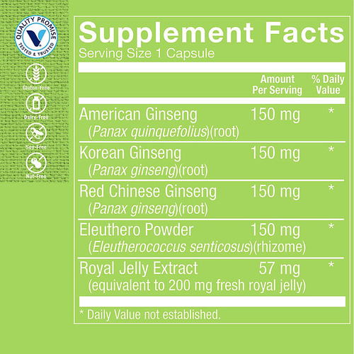 The Vitamin Shoppe Complejo De Ginseng 60 Cápsulas Energía