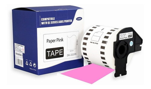 Rollo De Etiquetas Continua Soporte Dk 2205, 62mm Rosado