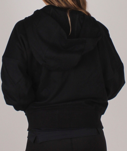 Imagen 3 de 3 de Sudadera Li-ning Original Negra Capucha Mjr Cierre Rosa Fpx