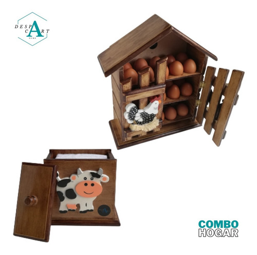 Imagen 5 de 8 de Combo Hogar: Casa Porta Huevos Para 30 Und + Servilletero.