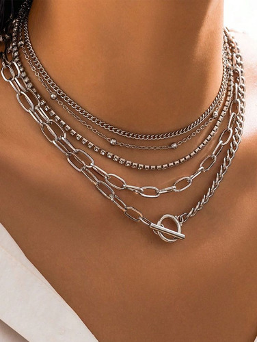 2 Cadena Eslabón / Acero Inoxidable / Collar Unsex Calidad Plateado